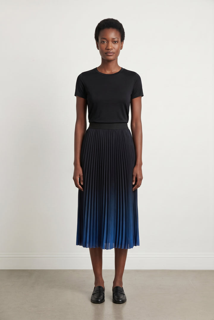 Jupe Plissée Noire et Bleue - Taille S/36 de la marque La Fée Maraboutée | PARAD108706 - Vendu par Paradigme - Image 1