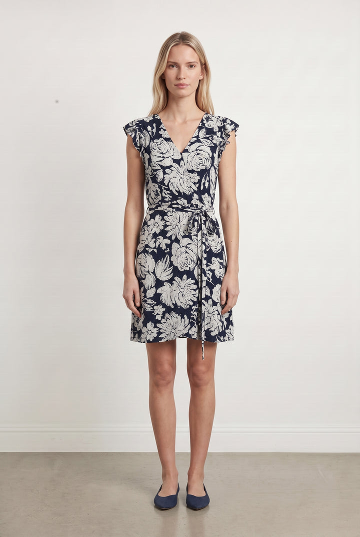 Robe Fleurie Bleue et Blanche - Taille S/36 de la marque Sud express | PARAD108709 - Vendu par Paradigme - Image 1