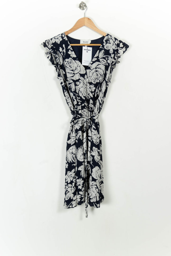Robe Fleurie Bleue et Blanche - Taille S/36 de la marque Sud express | PARAD108709 - Vendu par Paradigme - Image 2