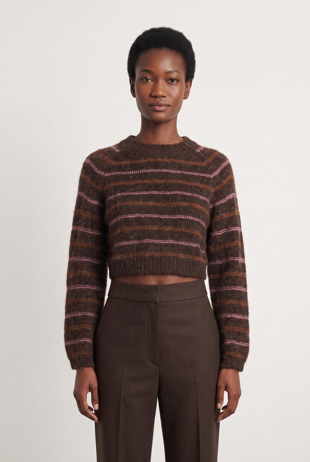 Pull Rayé Marron et Rose - Taille M/38 de la marque Grace & Mila | PARAD108722 - Vendu par Paradigme - Image 1