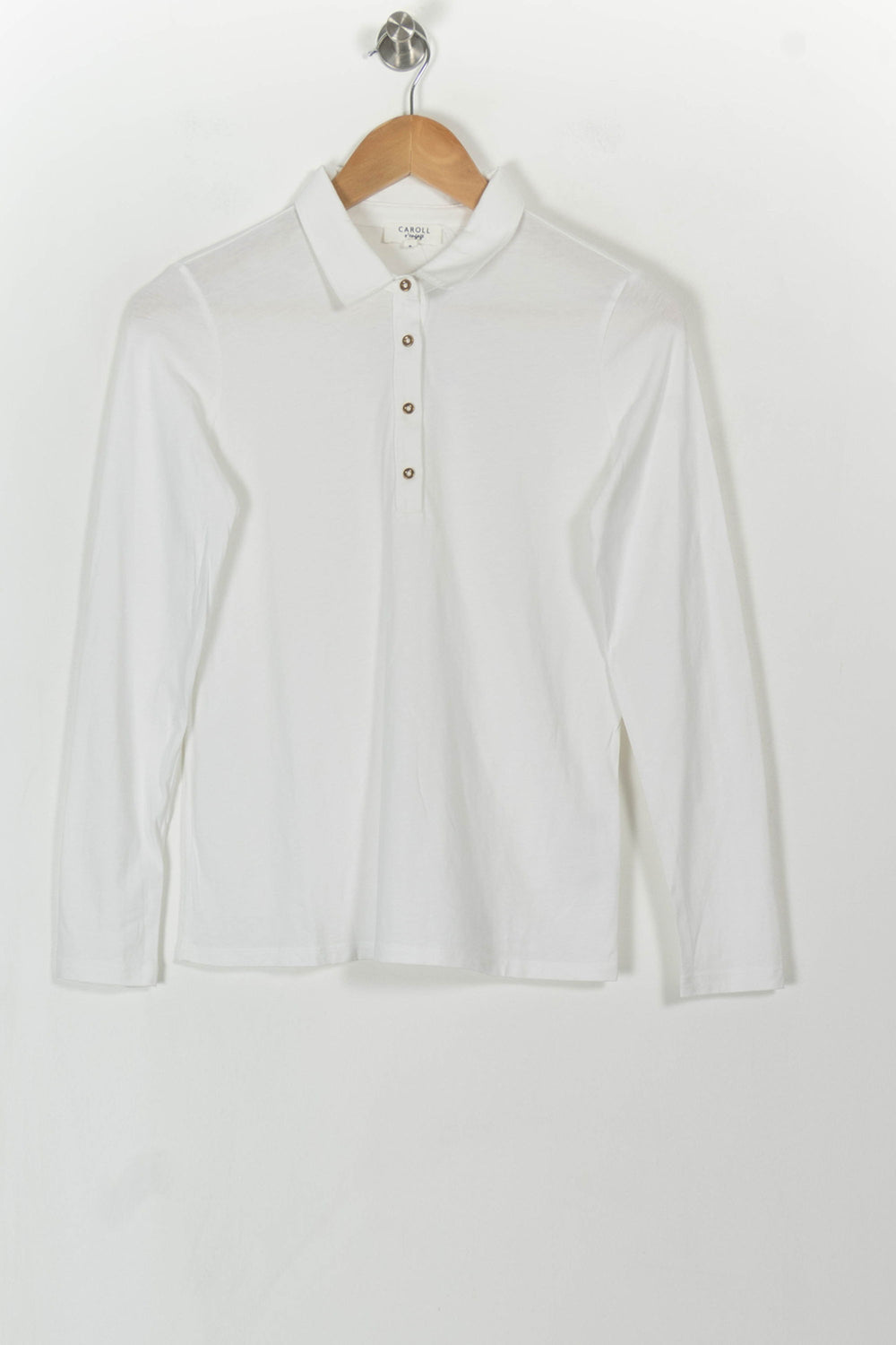 Polo Manches Longues Blanc - Taille S/36 de la marque Caroll | PARAD108726 - Vendu par Paradigme - Image 2