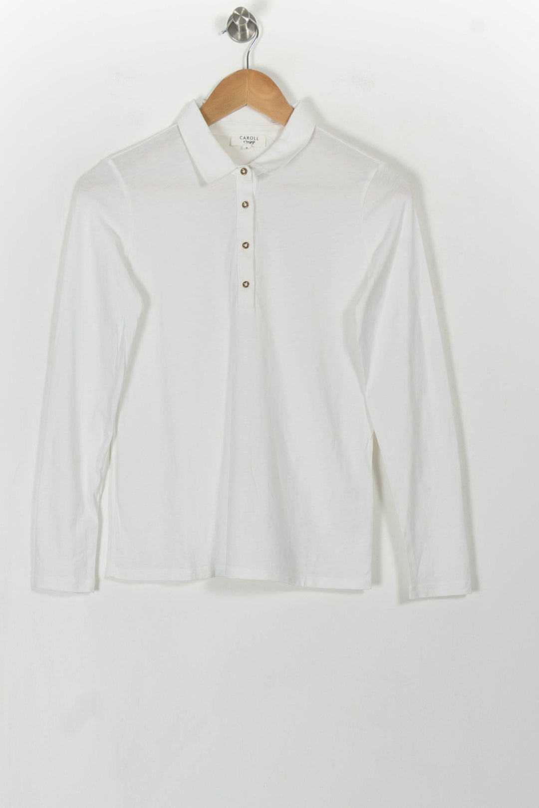 Polo Manches Longues Blanc - Taille S/36 de la marque Caroll | PARAD108726 - Vendu par Paradigme - Image 2