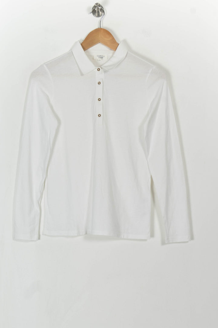 Polo Manches Longues Blanc - Taille S/36 de la marque Caroll | PARAD108726 - Vendu par Paradigme - Image 2