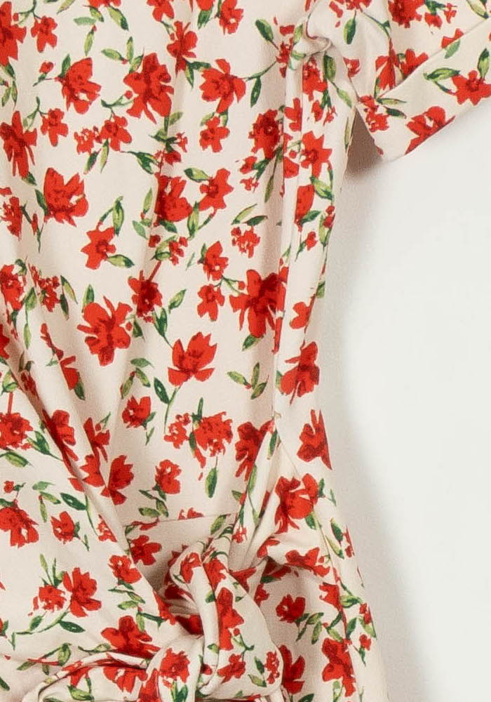 Robe Fleurie Blanc et Rouge - Taille XS/34 de la marque Sessùn | PARAD108733 - Vendu par Paradigme - Image 3