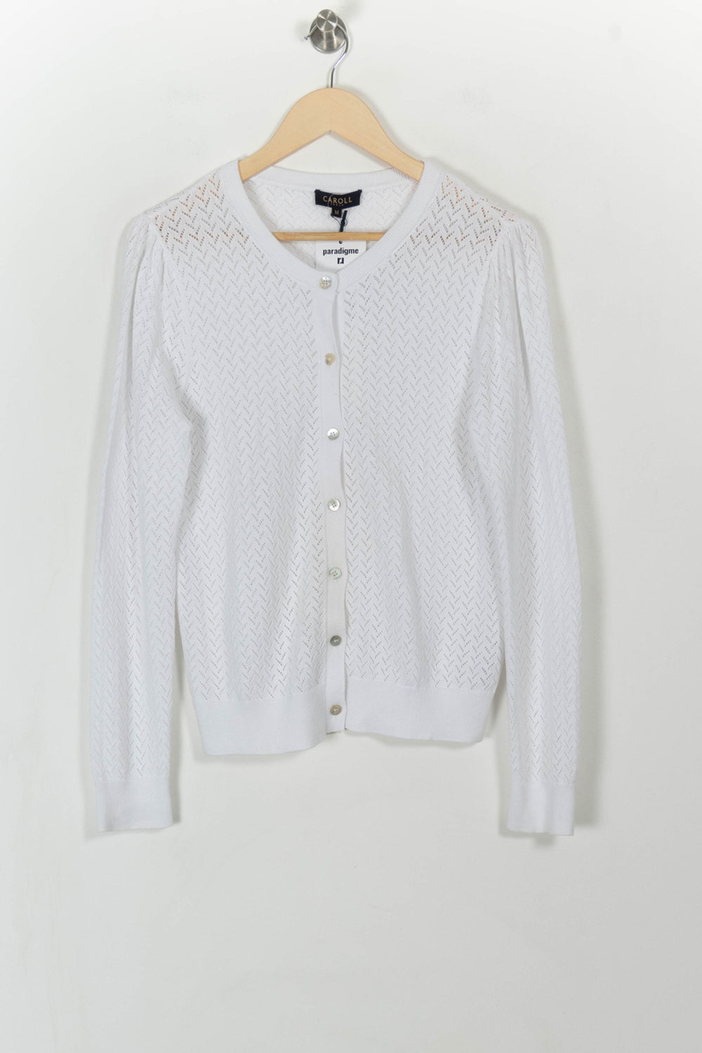 Cardigan Blanc - Taille M/38 de la marque Caroll | PARAD108735 - Vendu par Paradigme - Image 2