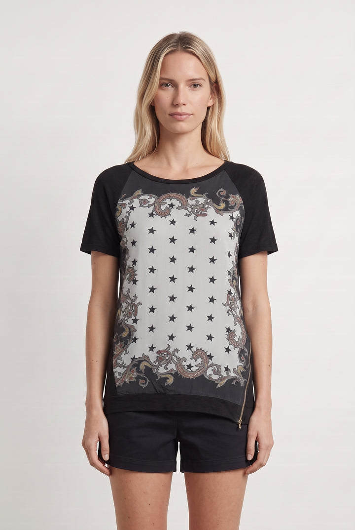 Tee-shirt Noir et Gris - Taille M/38 de la marque Sandro | PARAD108739 - Vendu par Paradigme - Image 1