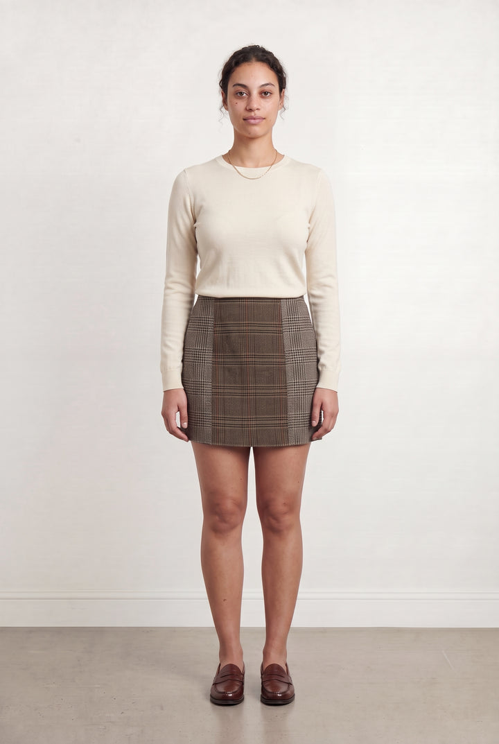 Jupe Écossaise Beige et Marron - Taille L/40 de la marque Sandro | PARAD108741 - Vendu par Paradigme - Image 1