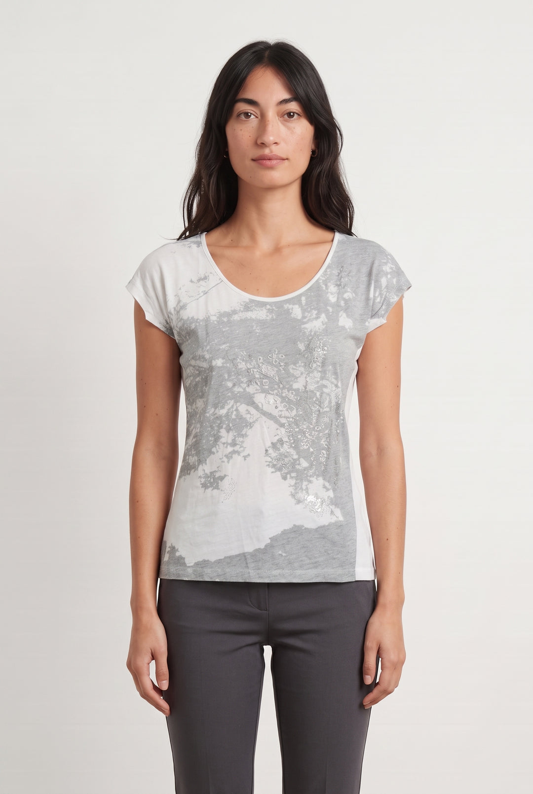 Tee-shirt Gris et Blanc - Taille S/36 de la marque Kookai | PARAD108751 - Vendu par Paradigme - Image 1
