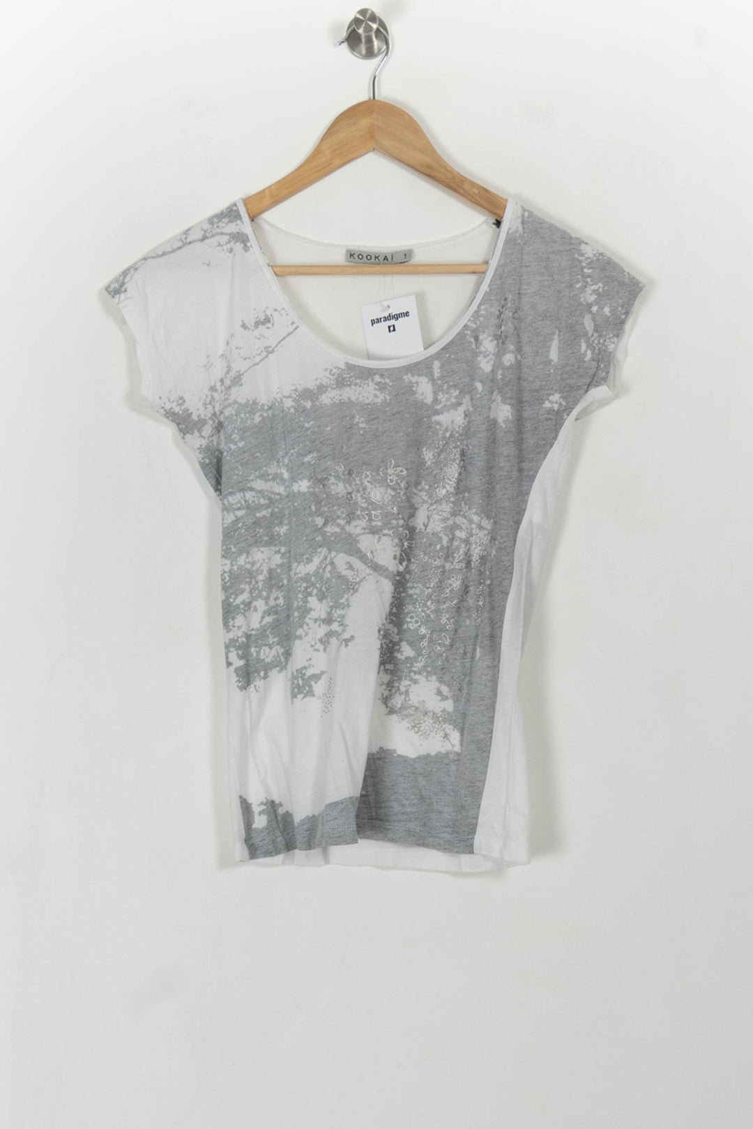 Tee-shirt Gris et Blanc - Taille S/36 de la marque Kookai | PARAD108751 - Vendu par Paradigme - Image 2