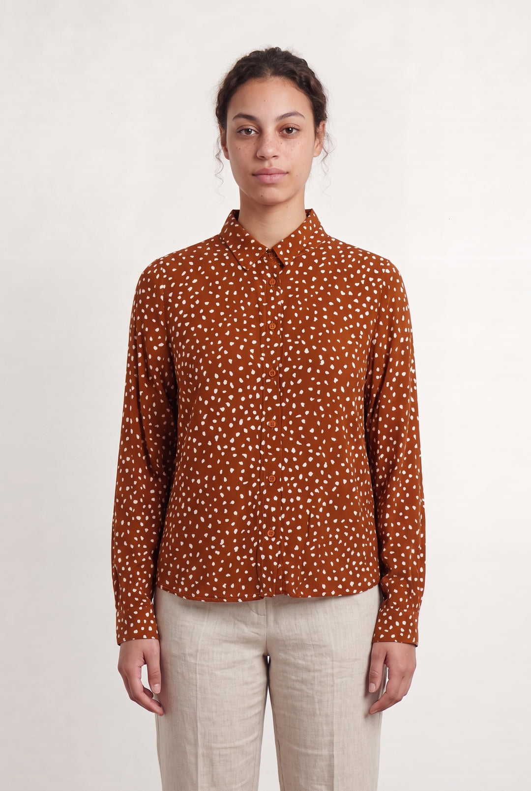 Chemise Marron et Blanche - Taille L/40 de la marque SAAJ | PARAD108764 - Vendu par Paradigme - Image 1