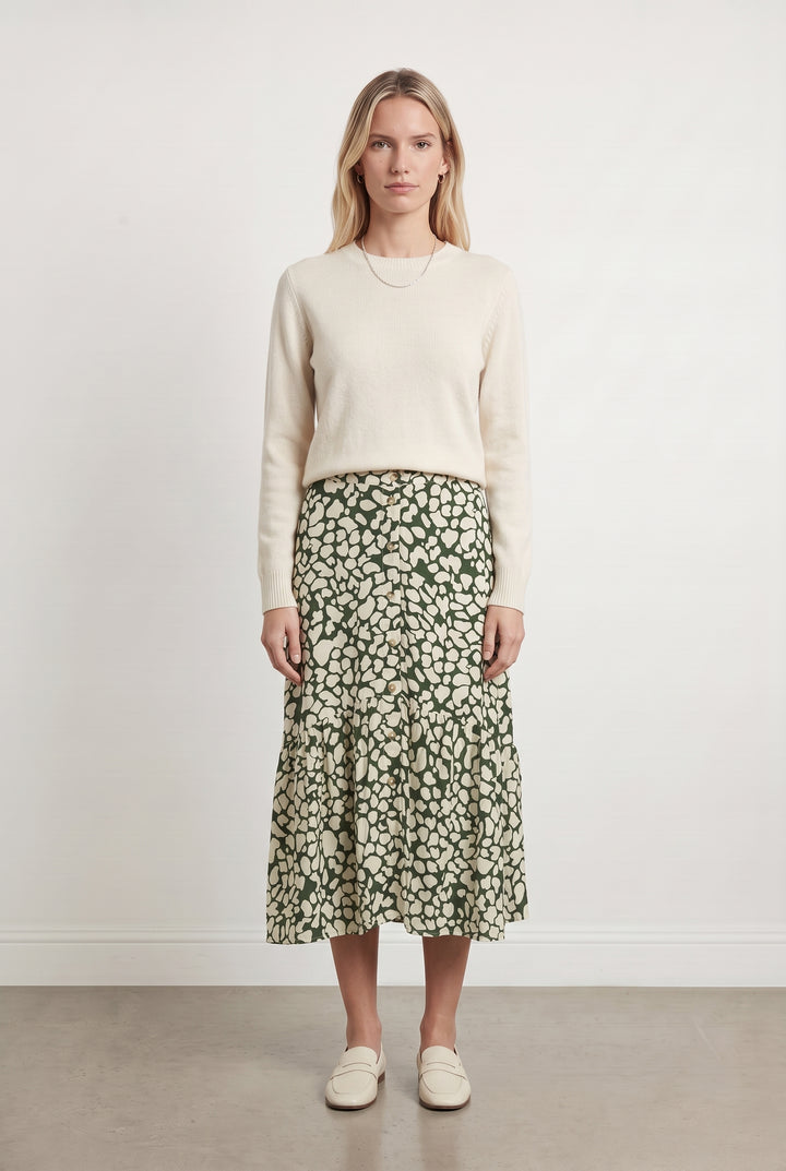 Jupe Longue Verte et Écrue - Taille XS/34 de la marque Léon & Harper | PARAD108778 - Vendu par Paradigme - Image 1