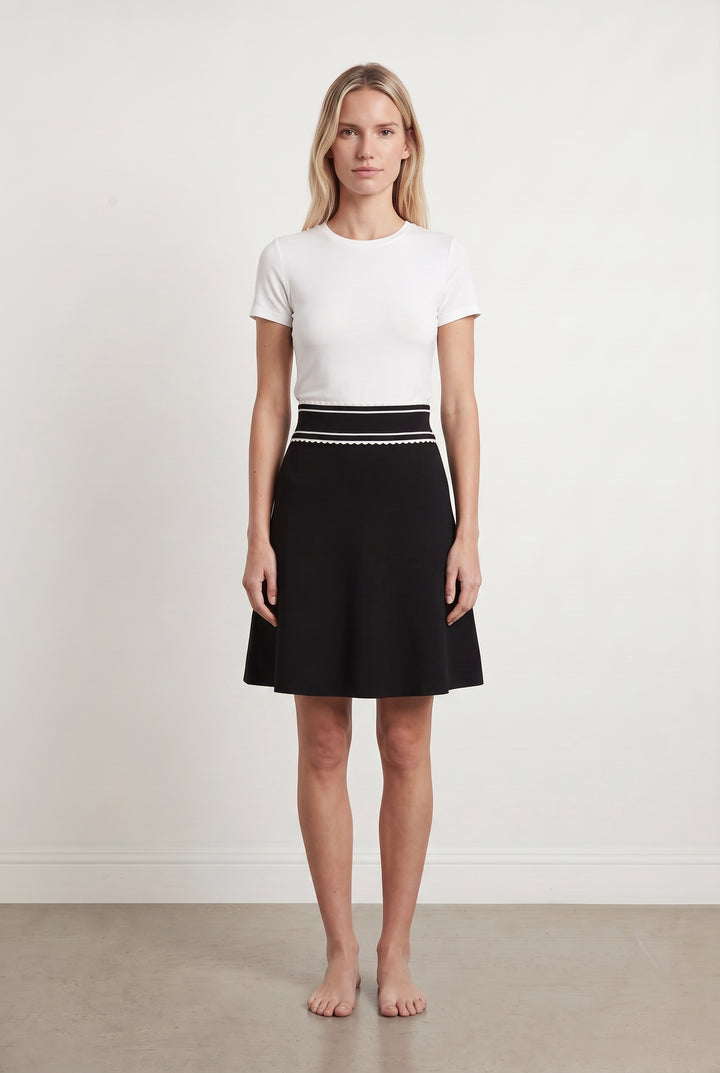 Jupe Évasée Noire et Blanche - Taille XS/34 de la marque Sandro | PARAD108791 - Vendu par Paradigme - Image 1