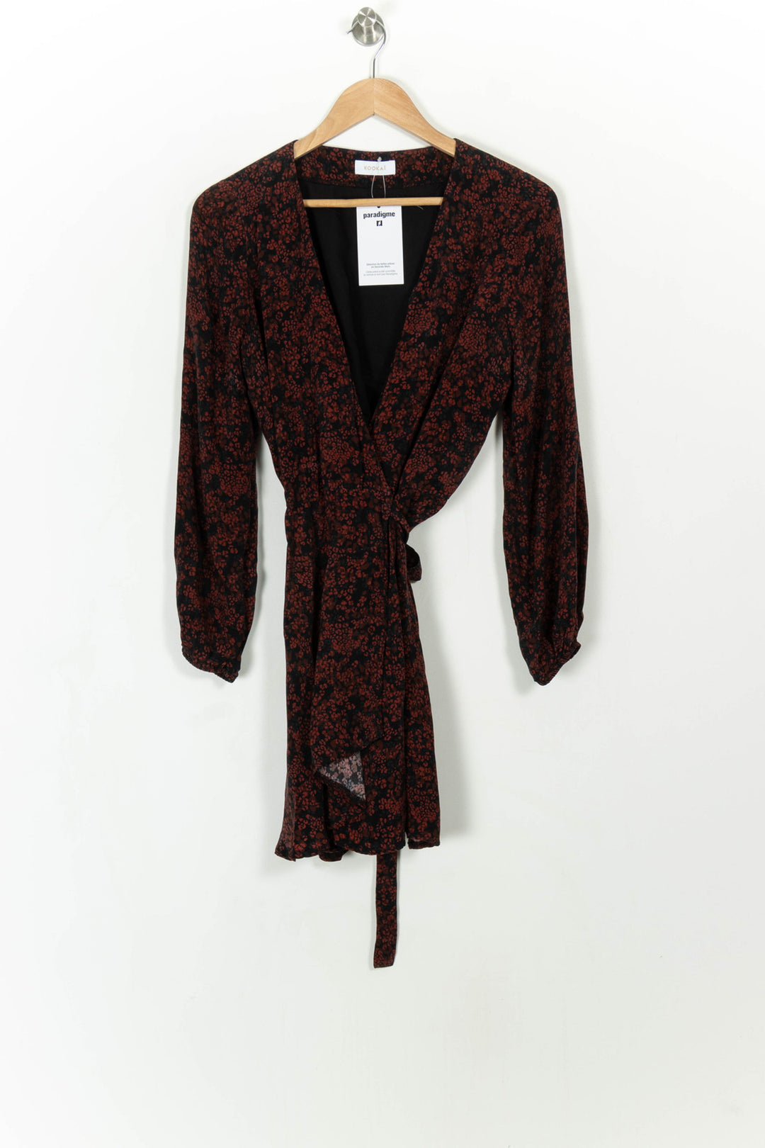 Robe Portefeuille Noire et Rouge - Taille S/36 de la marque Kookai | PARAD108810 - Vendu par Paradigme - Image 2