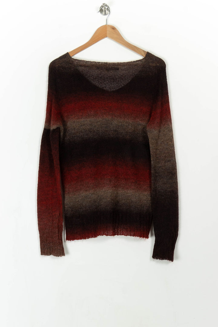 Pull Marron et Rouge - Taille L/40 de la marque La Fée Maraboutée | PARAD108822 - Vendu par Paradigme - Image 5
