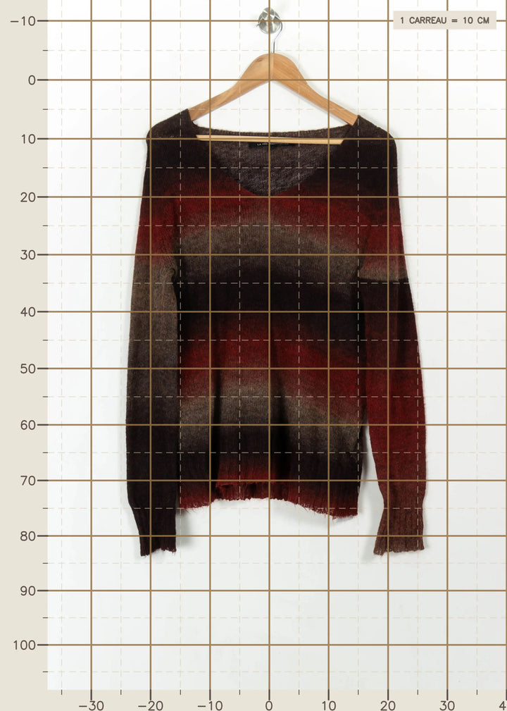Pull Marron et Rouge - Taille L/40 de la marque La Fée Maraboutée | PARAD108822 - Vendu par Paradigme - Image 4