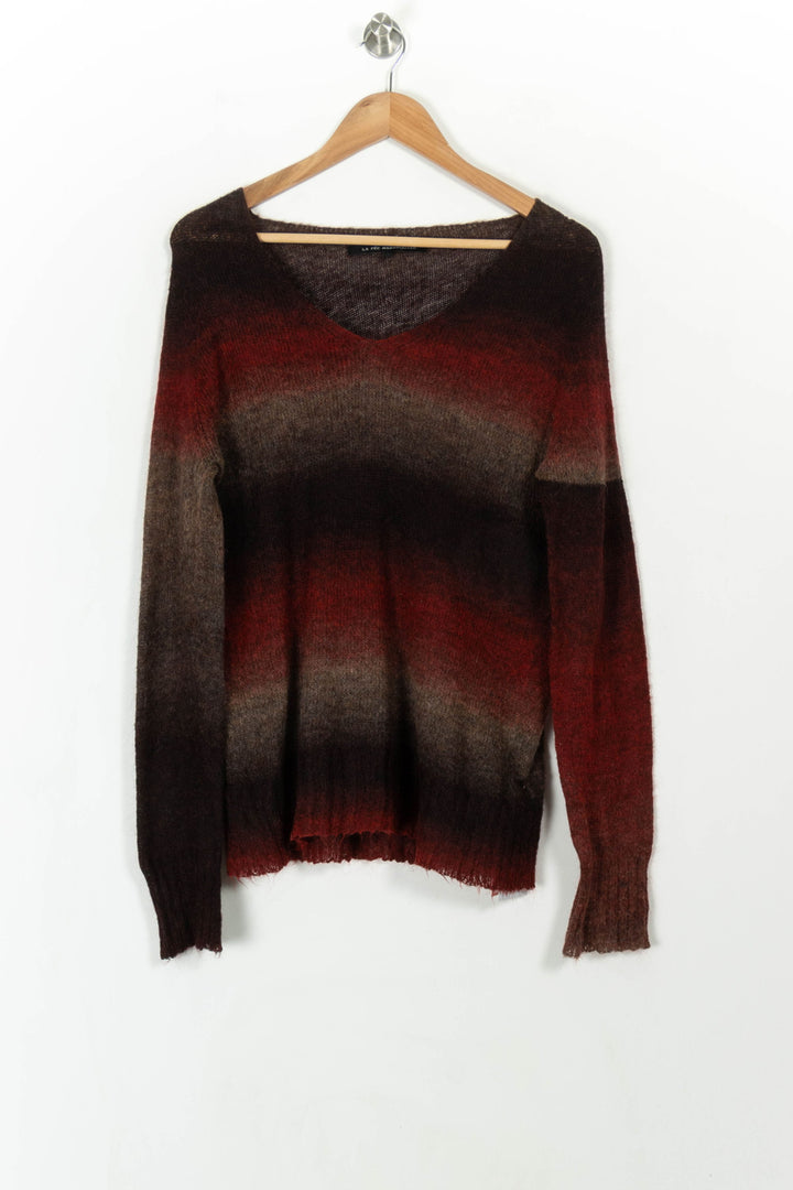 Pull Marron et Rouge - Taille L/40 de la marque La Fée Maraboutée | PARAD108822 - Vendu par Paradigme - Image 2