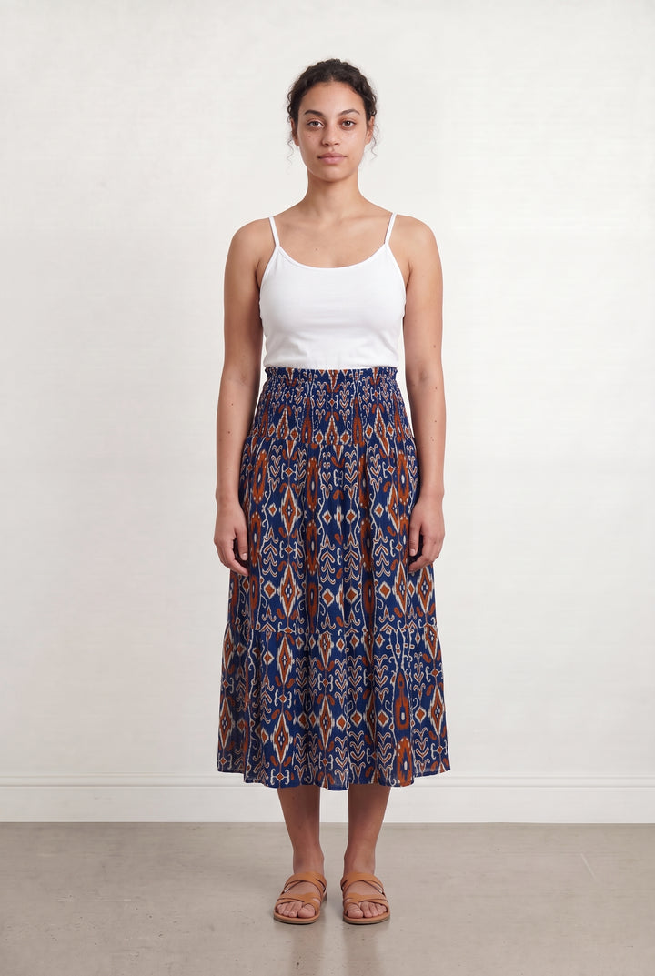 Jupe Longue Bleu et Orange - Taille L/40 de la marque La Fée Maraboutée | PARAD108823 - Vendu par Paradigme - Image 1