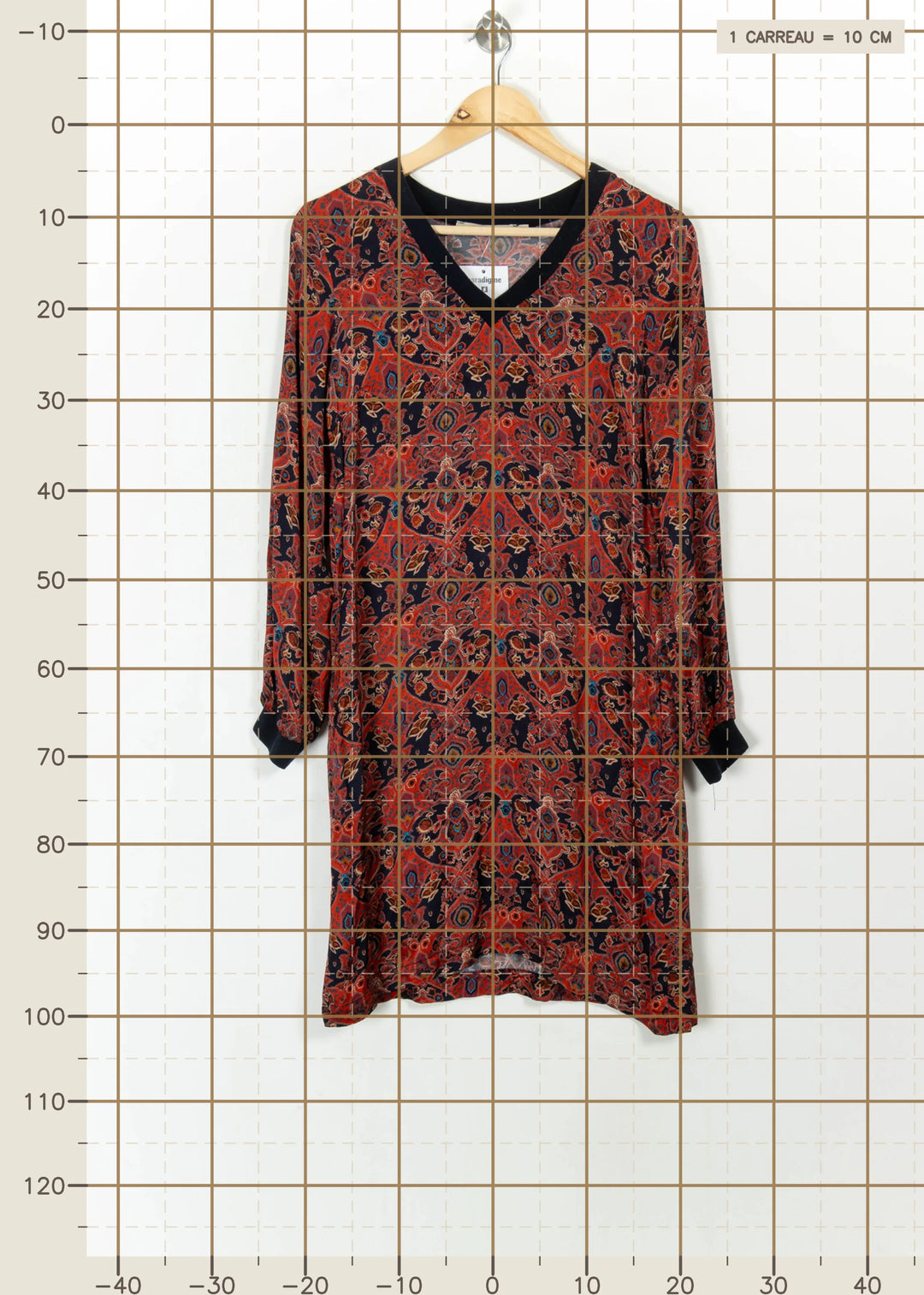 Robe Droite Bordeaux et Bleu Marine - Taille S/36 de la marque La Fée Maraboutée | PARAD110730 - Vendu par Paradigme - Image 4