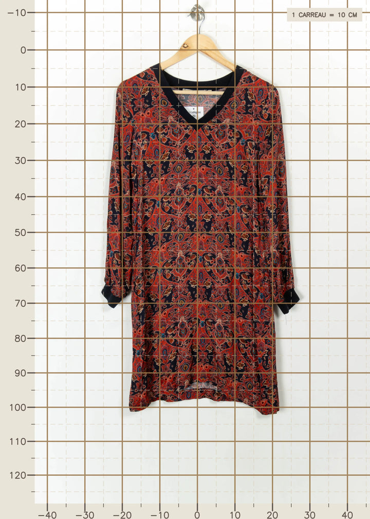 Robe Droite Bordeaux et Bleu Marine - Taille S/36 de la marque La Fée Maraboutée | PARAD110730 - Vendu par Paradigme - Image 4
