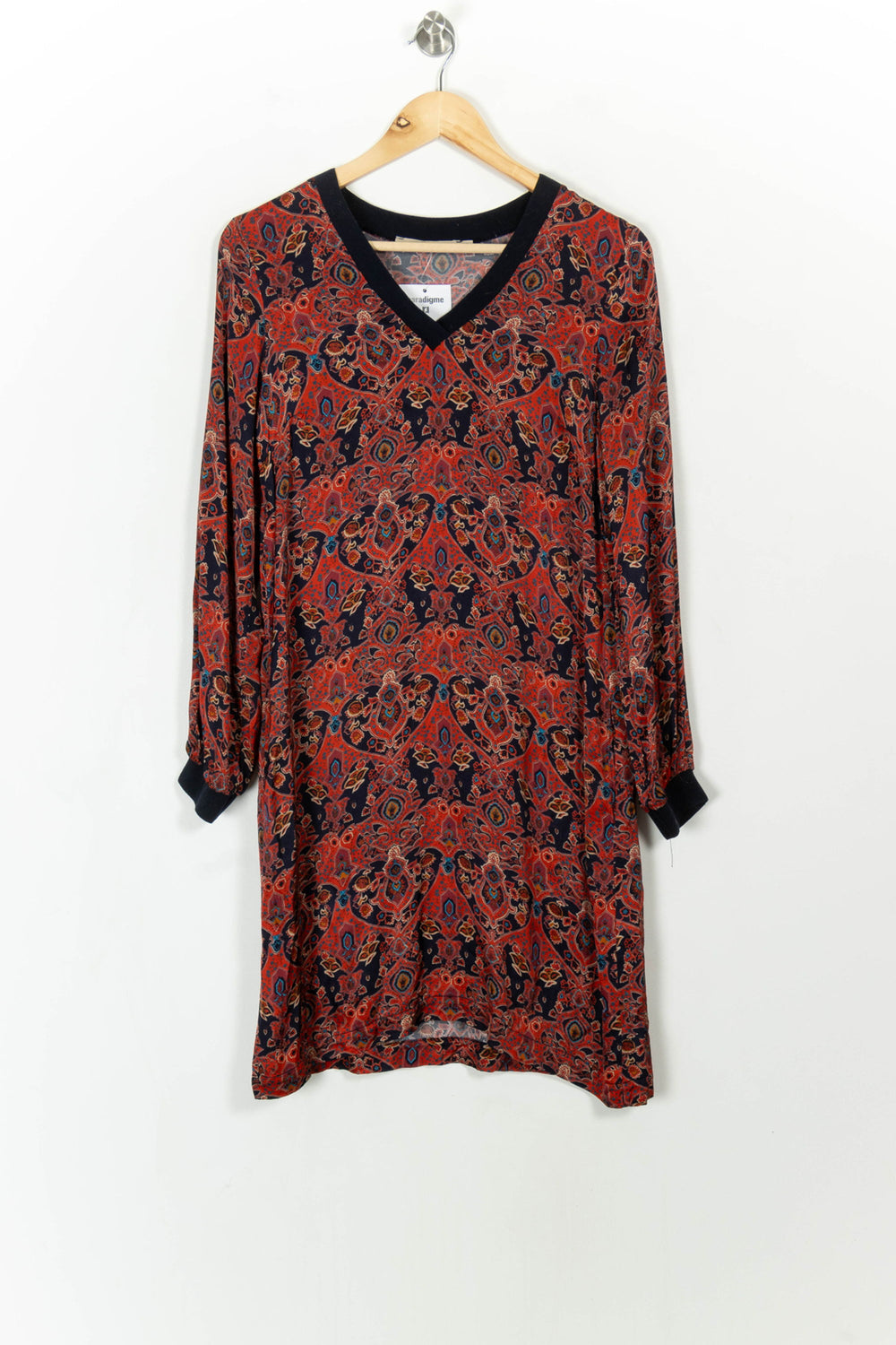 Robe Droite Bordeaux et Bleu Marine - Taille S/36 de la marque La Fée Maraboutée | PARAD110730 - Vendu par Paradigme - Image 2
