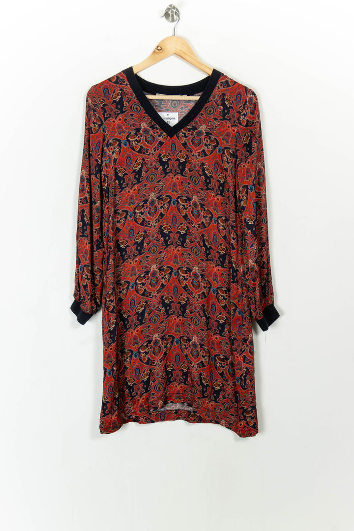 Robe Droite Bordeaux et Bleu Marine - Taille S/36 de la marque La Fée Maraboutée | PARAD110730 - Vendu par Paradigme - Image 2