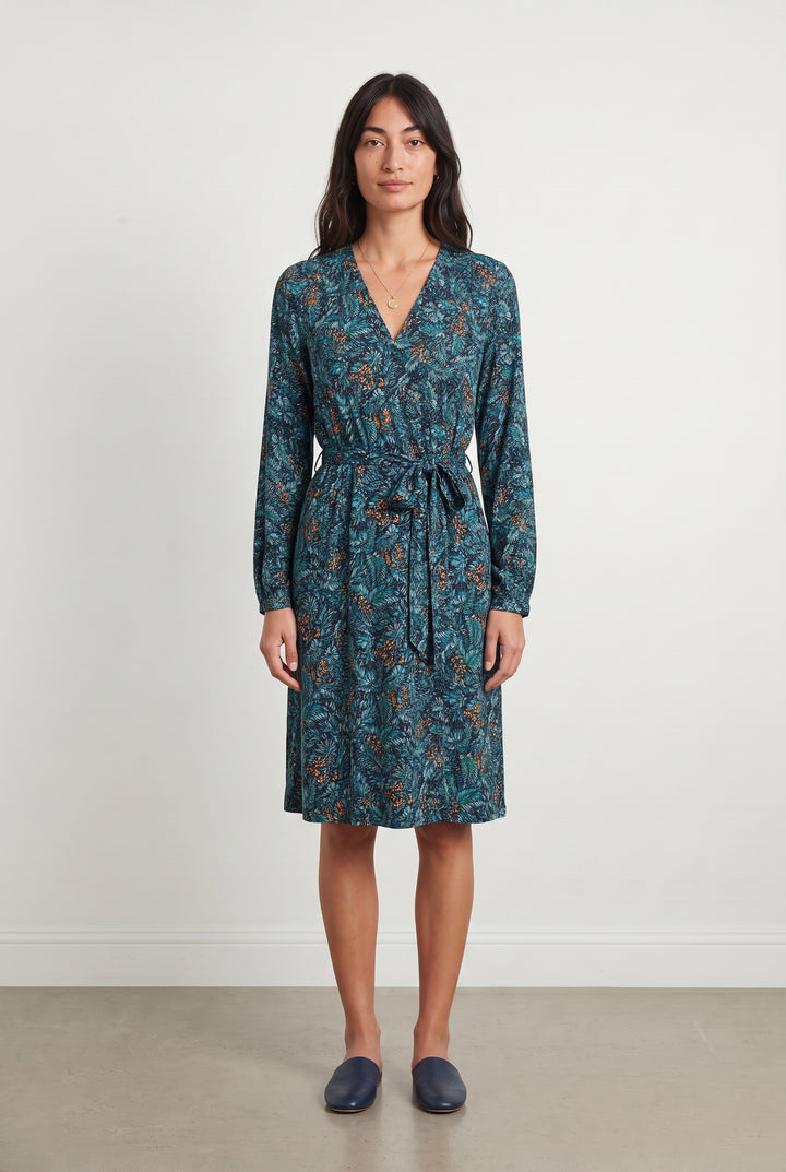 Robe Portefeuille Bleue et Verte - Taille S/36 de la marque La Fée Maraboutée | PARAD110731 - Vendu par Paradigme - Image 1