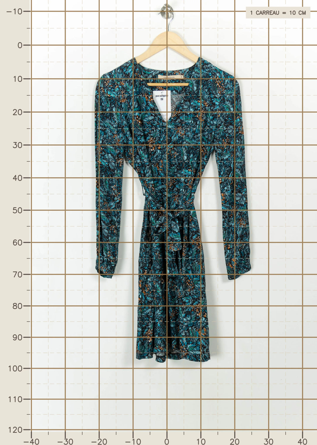 Robe Portefeuille Bleue et Verte - Taille S/36 de la marque La Fée Maraboutée | PARAD110731 - Vendu par Paradigme - Image 4