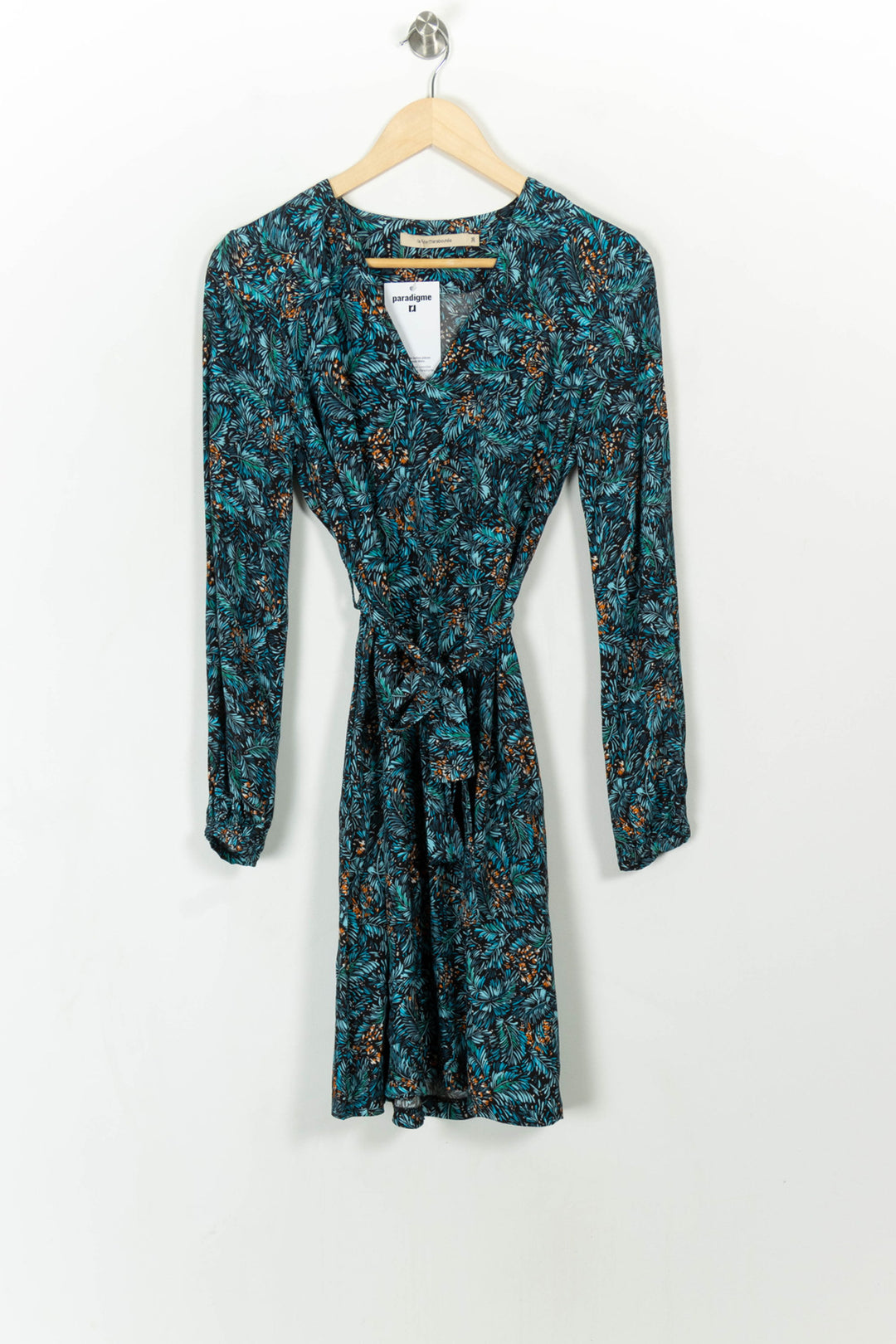 Robe Portefeuille Bleue et Verte - Taille S/36 de la marque La Fée Maraboutée | PARAD110731 - Vendu par Paradigme - Image 2