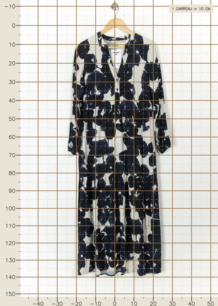 Robe longue bleue et blanche - Taille S/36 de la marque La Fée Maraboutée | PARAD110737 - Vendu par Paradigme - Image 4