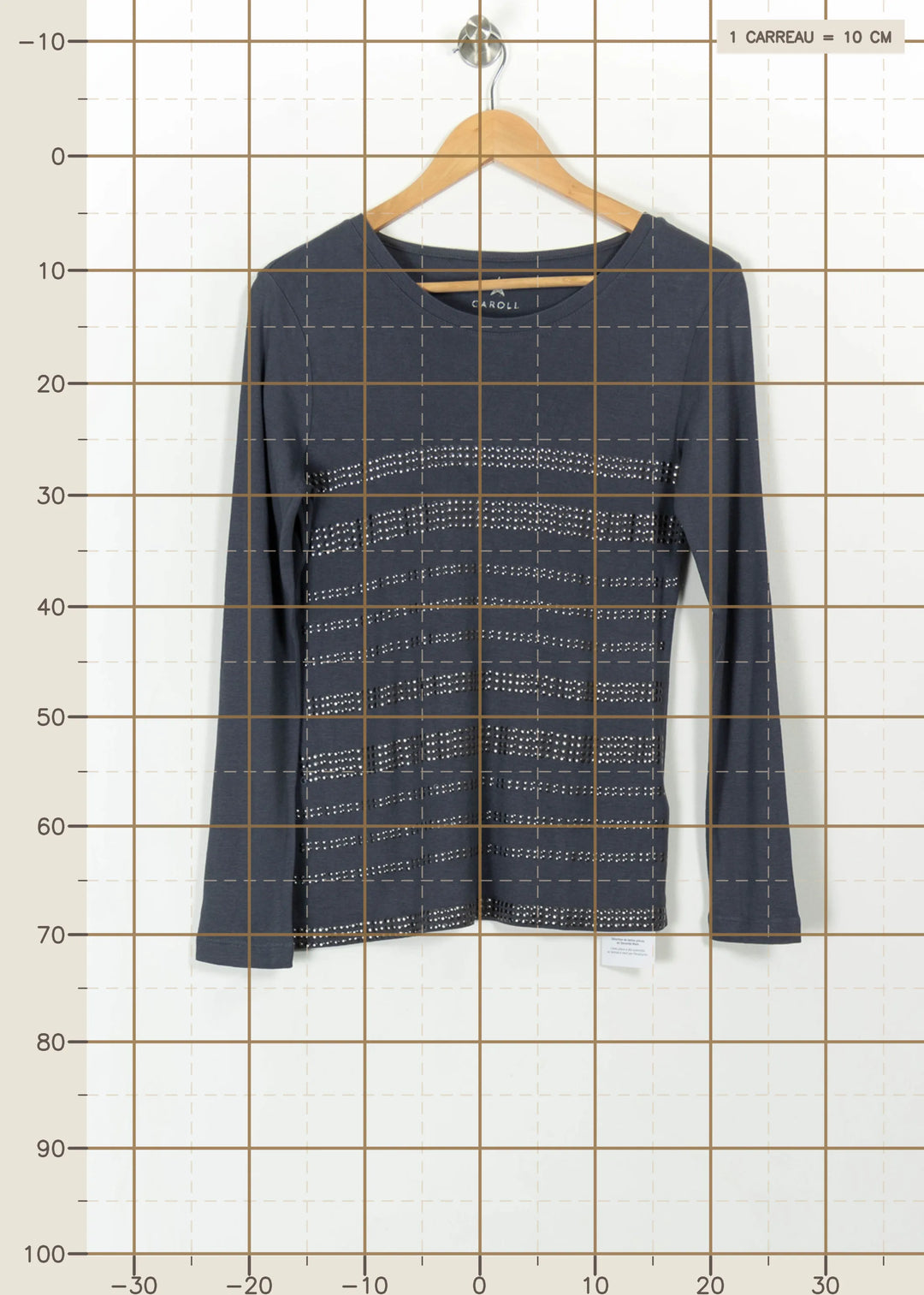Tee-shirt Manches Longues Bleu - Taille L/40 de la marque Caroll | PARAD110742 - Vendu par Paradigme - Image 4