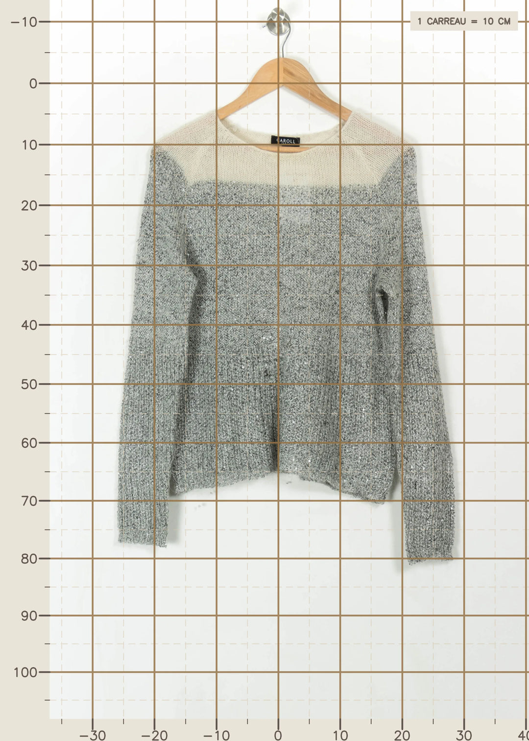 Pull Gris et Beige - Taille L/40 de la marque Caroll | PARAD110753 - Vendu par Paradigme - Image 4