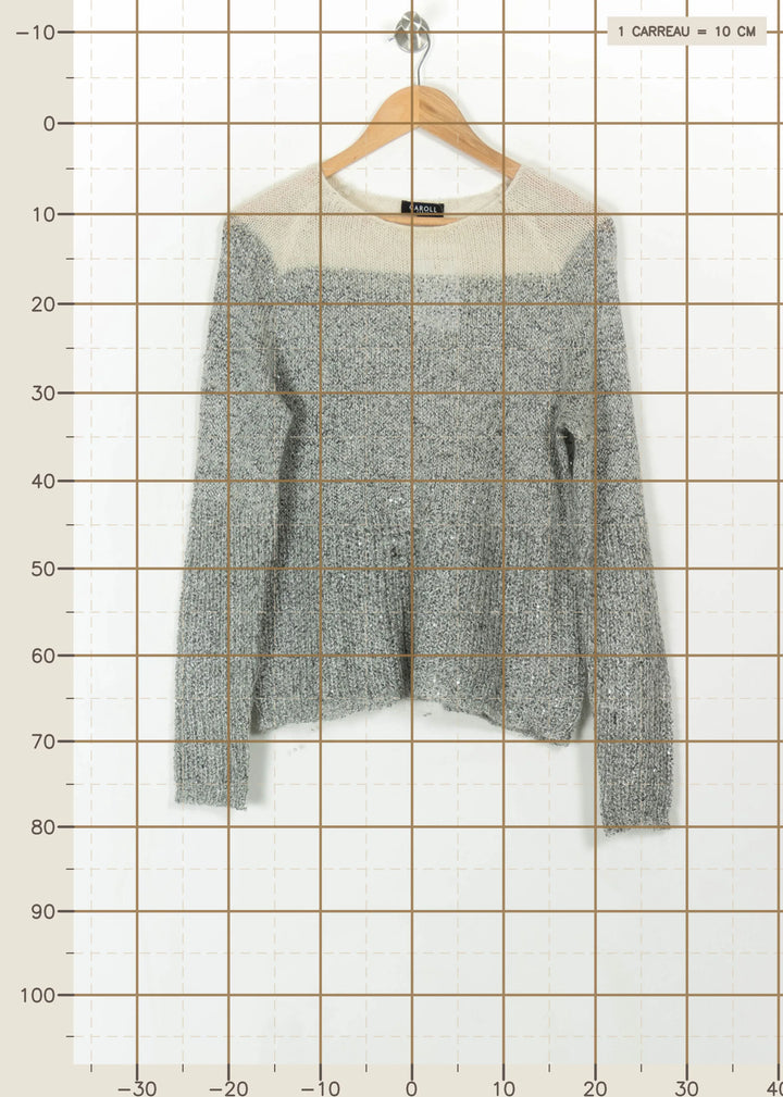 Pull Gris et Beige - Taille L/40 de la marque Caroll | PARAD110753 - Vendu par Paradigme - Image 4
