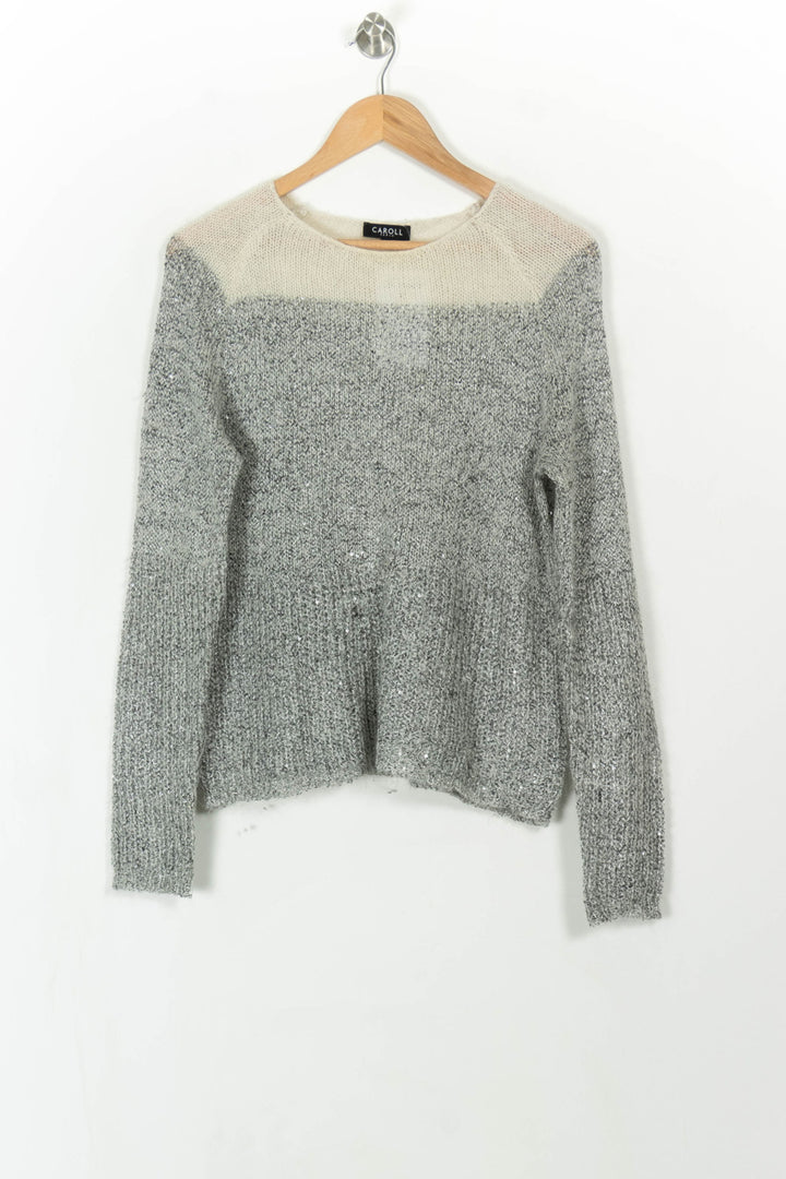 Pull Gris et Beige - Taille L/40 de la marque Caroll | PARAD110753 - Vendu par Paradigme - Image 2