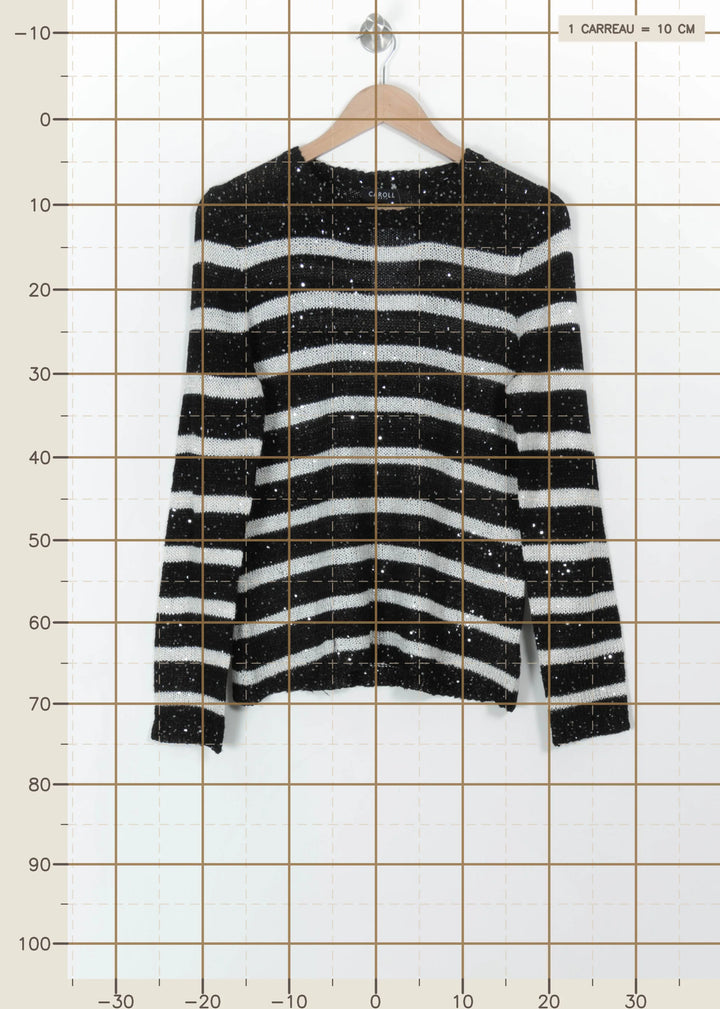 Pull Noir et Blanc - Taille L/40 de la marque Caroll | PARAD110756 - Vendu par Paradigme - Image 4