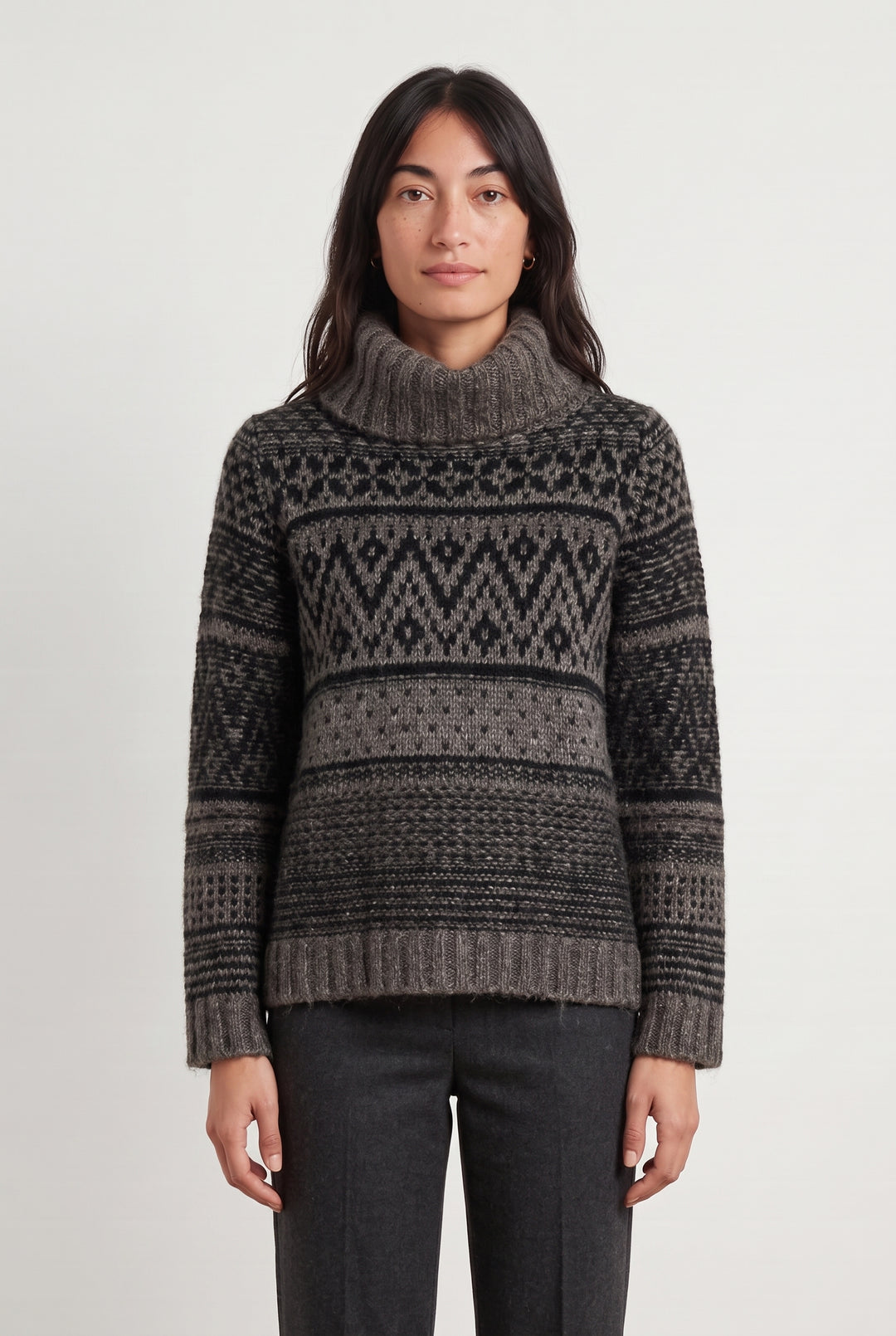 Pull Col Roulé Noir et Gris - Taille M/38 de la marque Caroll | PARAD110757 - Vendu par Paradigme - Image 1