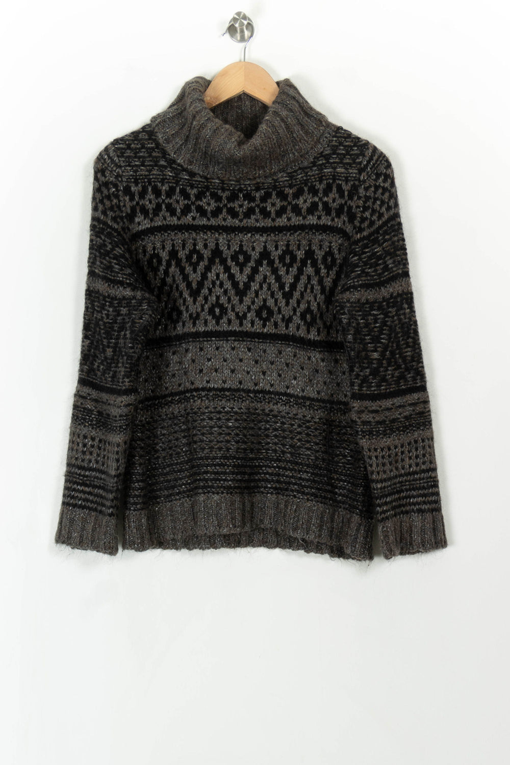 Pull Col Roulé Noir et Gris - Taille M/38 de la marque Caroll | PARAD110757 - Vendu par Paradigme - Image 2