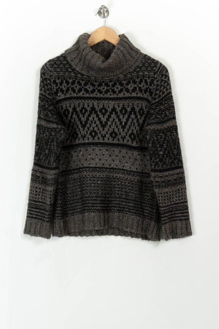 Pull Col Roulé Noir et Gris - Taille M/38 de la marque Caroll | PARAD110757 - Vendu par Paradigme - Image 2