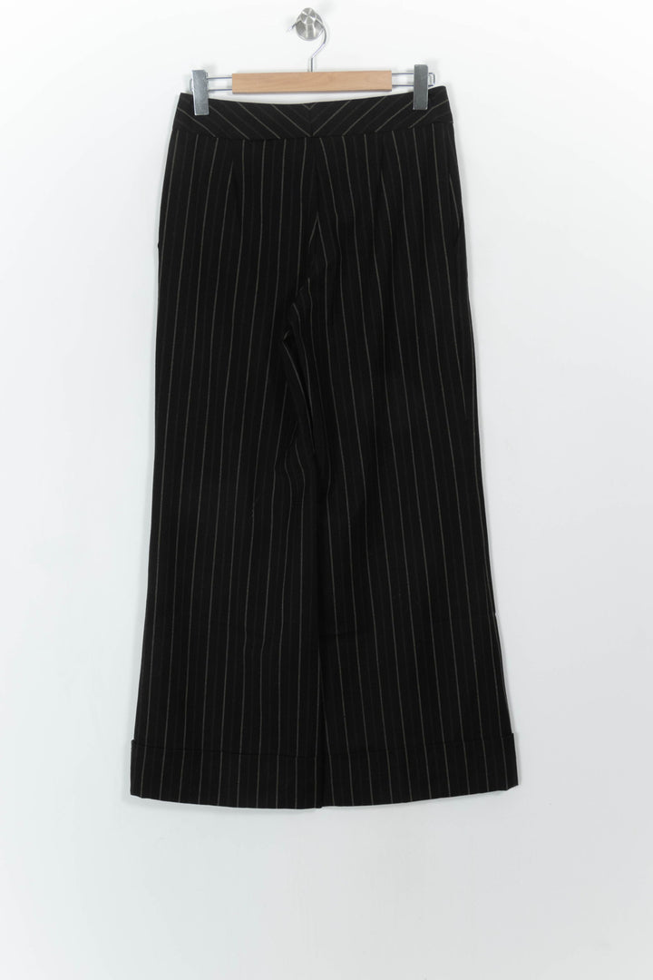 Pantalon Large Noir à Rayures - Taille L/40 de la marque Caroll | PARAD110759 - Vendu par Paradigme - Image 5