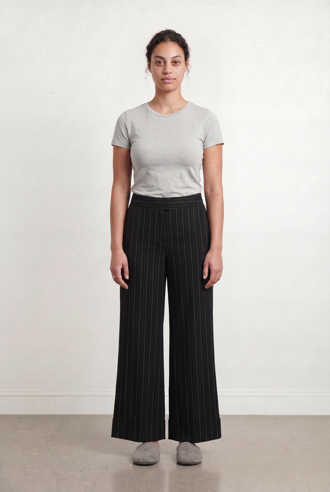 Pantalon Large Noir à Rayures - Taille L/40 de la marque Caroll | PARAD110759 - Vendu par Paradigme - Image 1