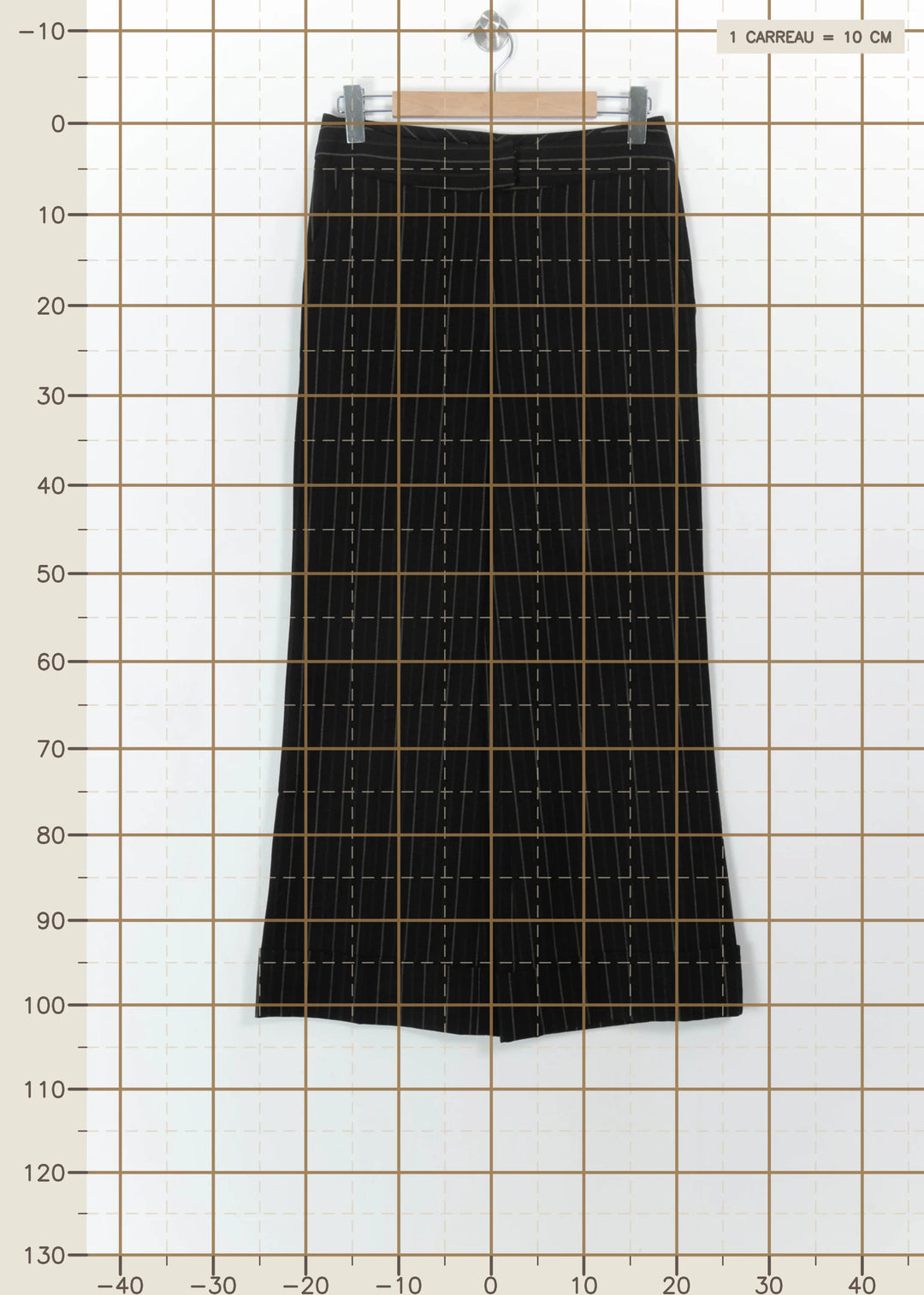 Pantalon Large Noir à Rayures - Taille L/40 de la marque Caroll | PARAD110759 - Vendu par Paradigme - Image 4