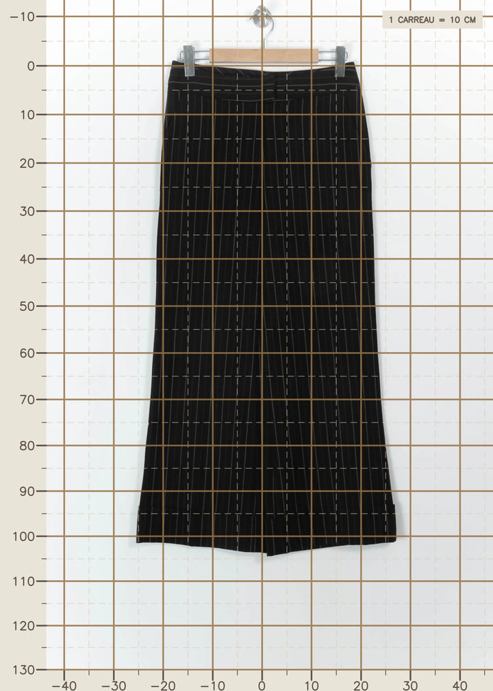Pantalon Large Noir à Rayures - Taille L/40 de la marque Caroll | PARAD110759 - Vendu par Paradigme - Image 4