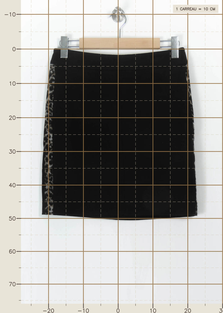Jupe Droite Noire et Léopard - Taille L/40 de la marque Caroll | PARAD110768 - Vendu par Paradigme - Image 4