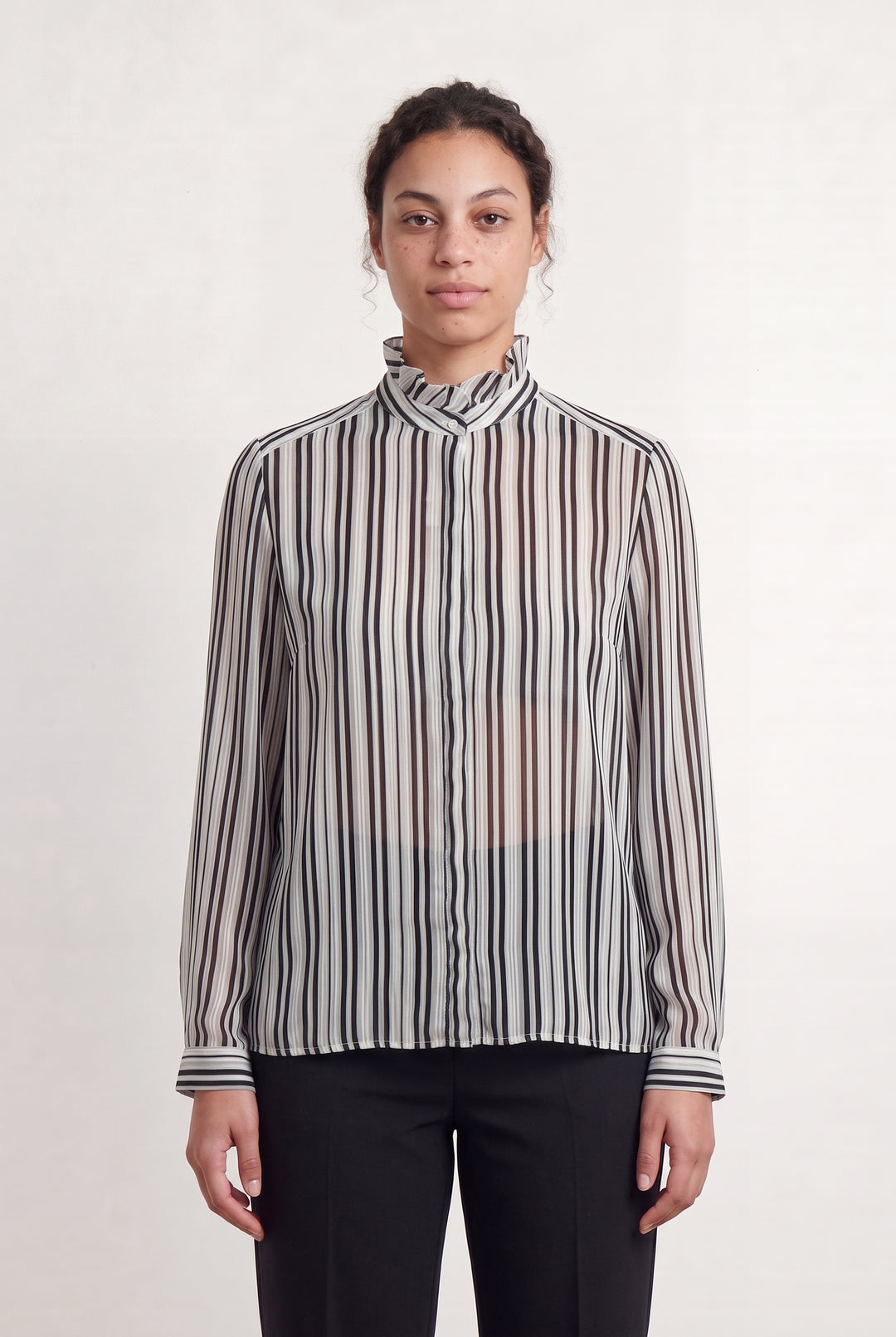 Chemise Rayée Noire et Blanche - Taille L/40 de la marque Caroll | PARAD110773 - Vendu par Paradigme - Image 1