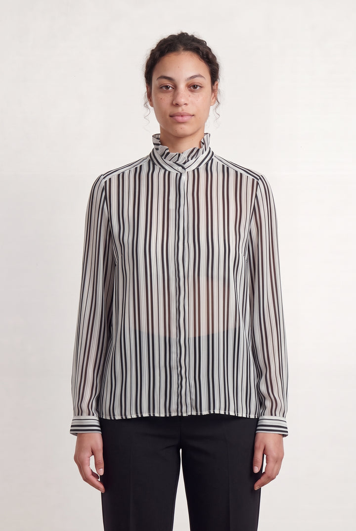 Chemise Rayée Noire et Blanche - Taille L/40 de la marque Caroll | PARAD110773 - Vendu par Paradigme - Image 1