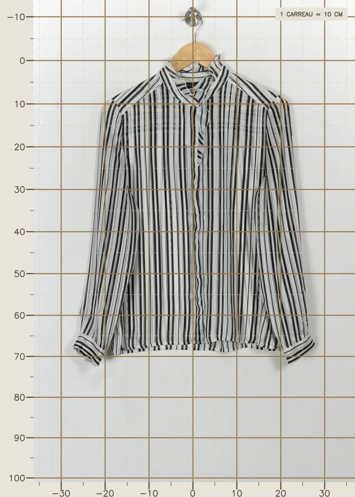 Chemise Rayée Noire et Blanche - Taille L/40 de la marque Caroll | PARAD110773 - Vendu par Paradigme - Image 4