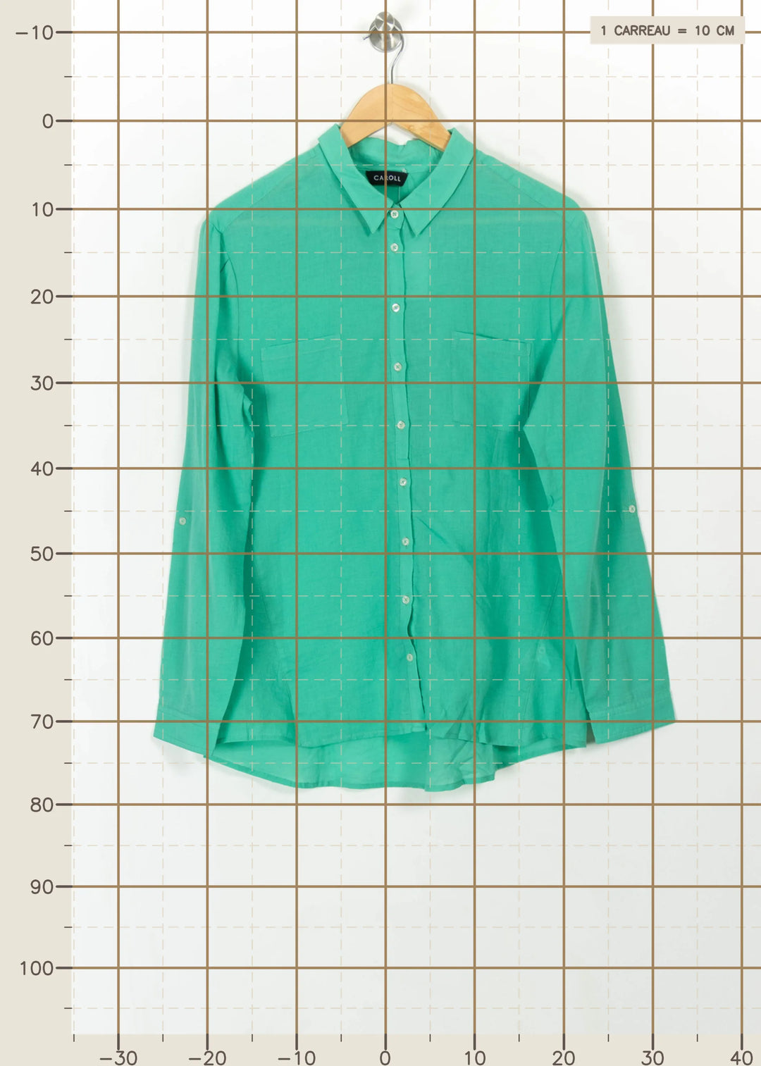 Chemise Verte - Taille L/40 de la marque Caroll | PARAD110775 - Vendu par Paradigme - Image 4