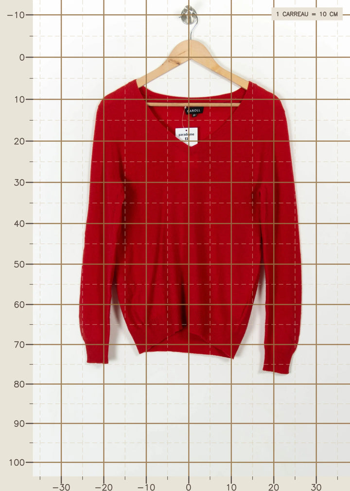 Pull Rouge - Taille L/40 de la marque Caroll | PARAD110781 - Vendu par Paradigme - Image 4