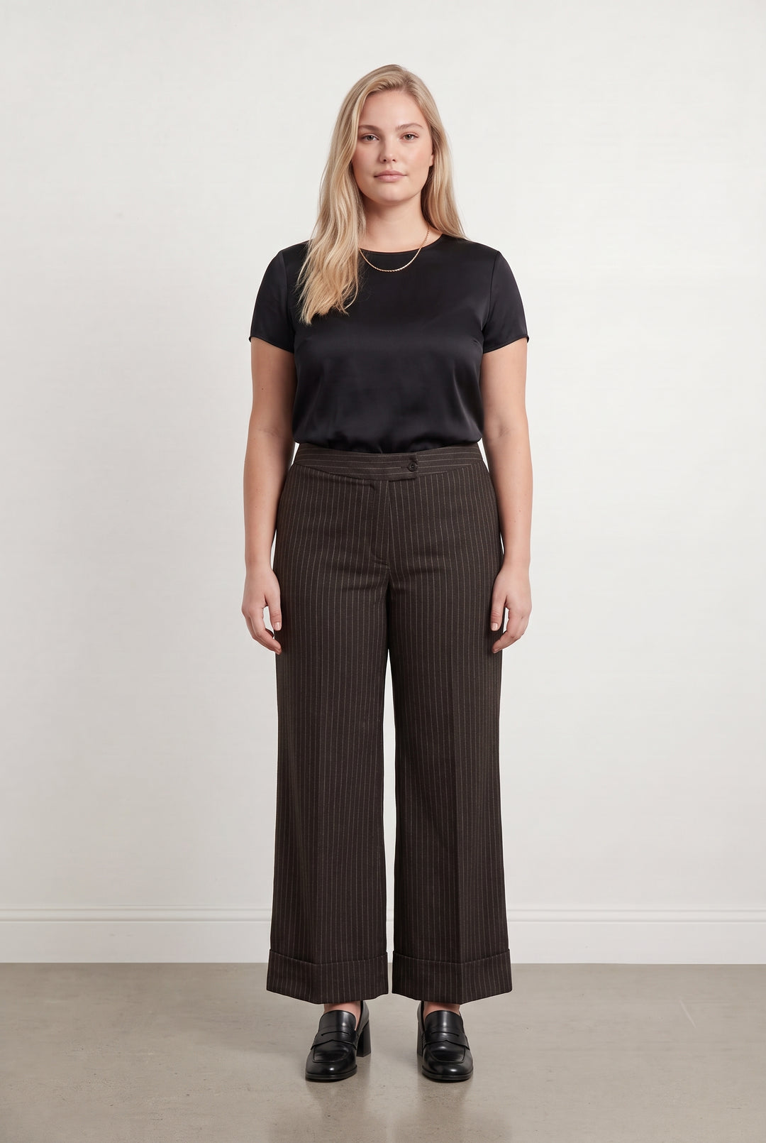 Pantalon Rayé Marron - Taille XL/42 de la marque Caroll | PARAD110785 - Vendu par Paradigme - Image 1