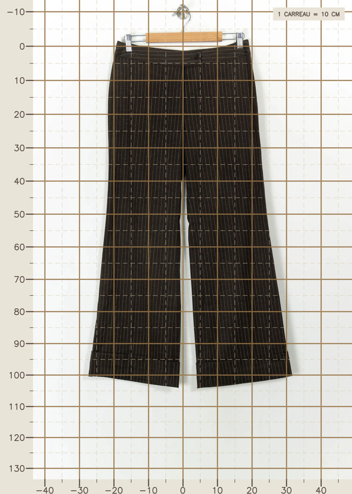 Pantalon Rayé Marron - Taille XL/42 de la marque Caroll | PARAD110785 - Vendu par Paradigme - Image 4