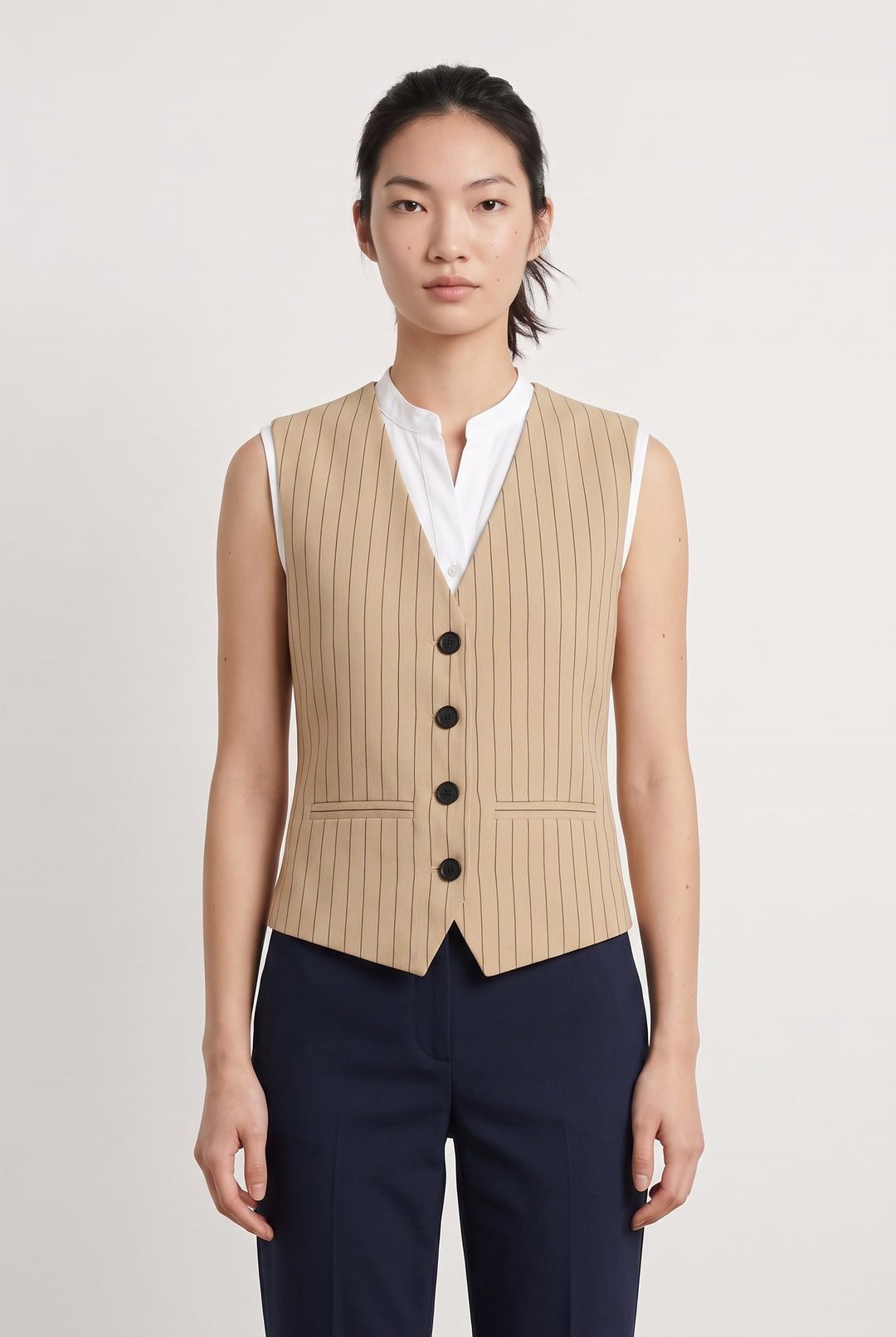Gilet Beige à Rayures Noires - Taille M/38 de la marque Maje | PARAD110790 - Vendu par Paradigme - Image 1